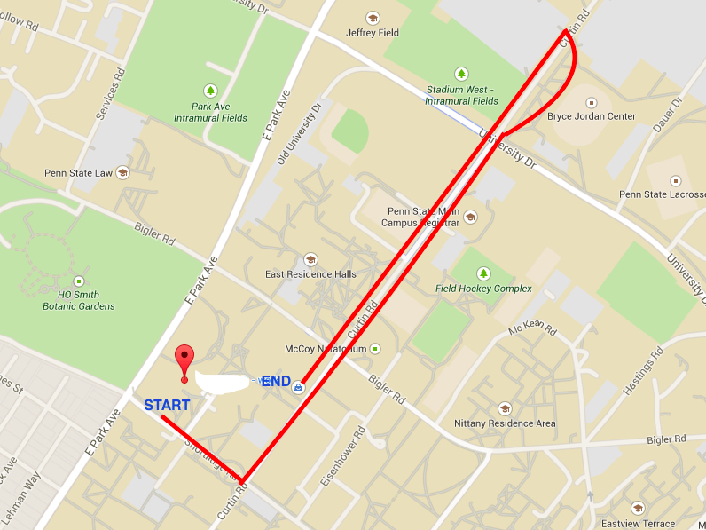 Route through campus