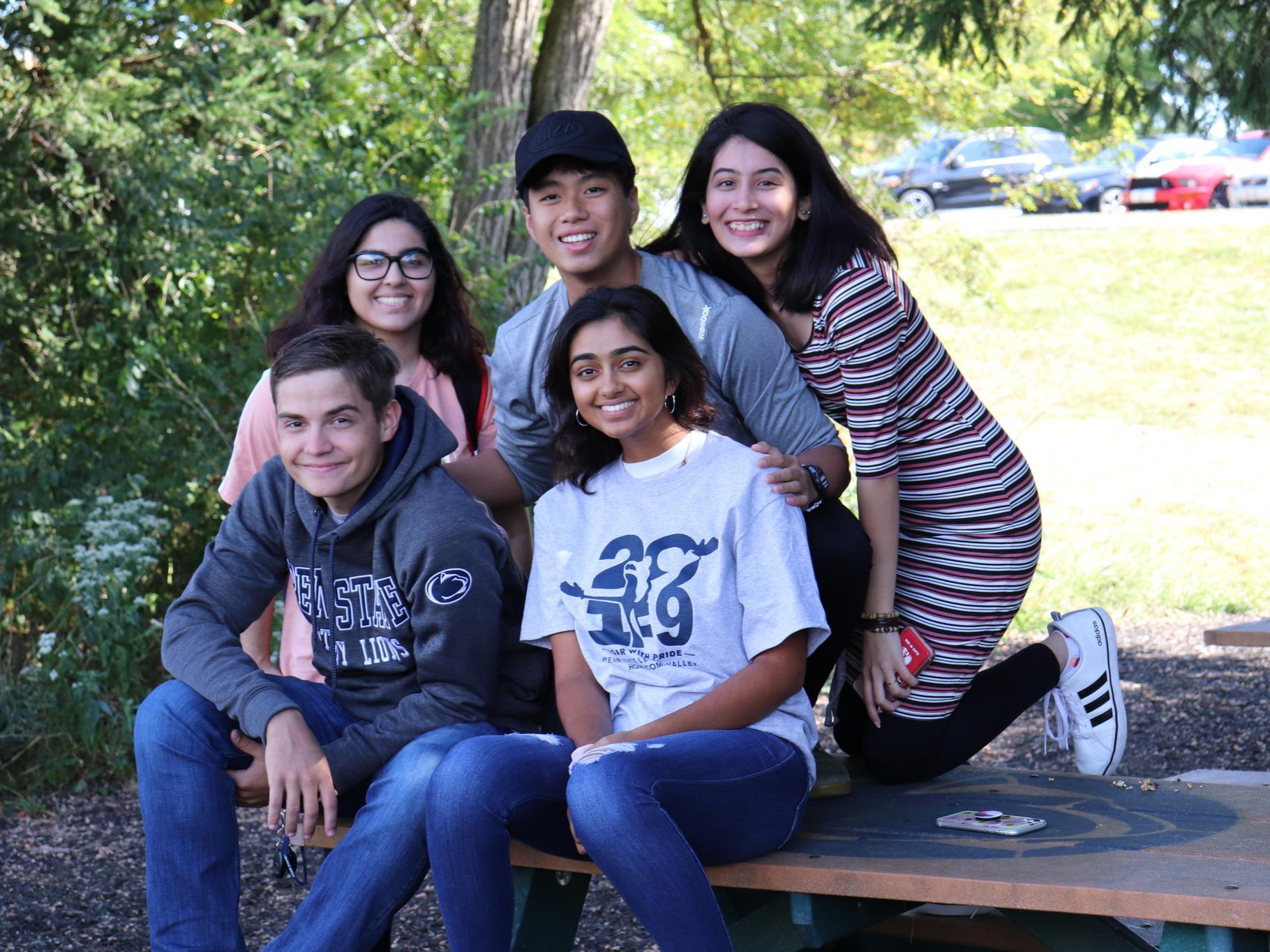 group of five students