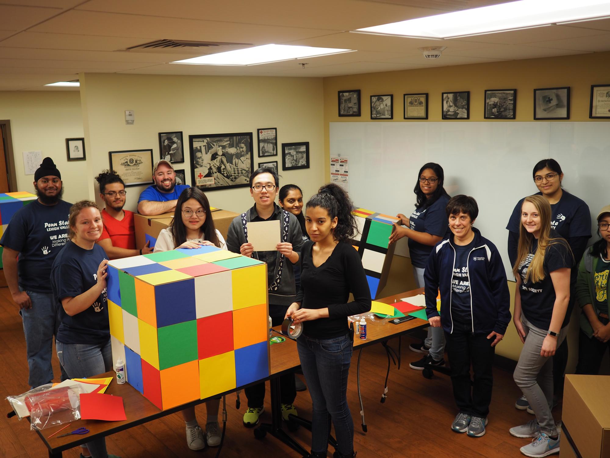 Group of students volunteering at Red Cross