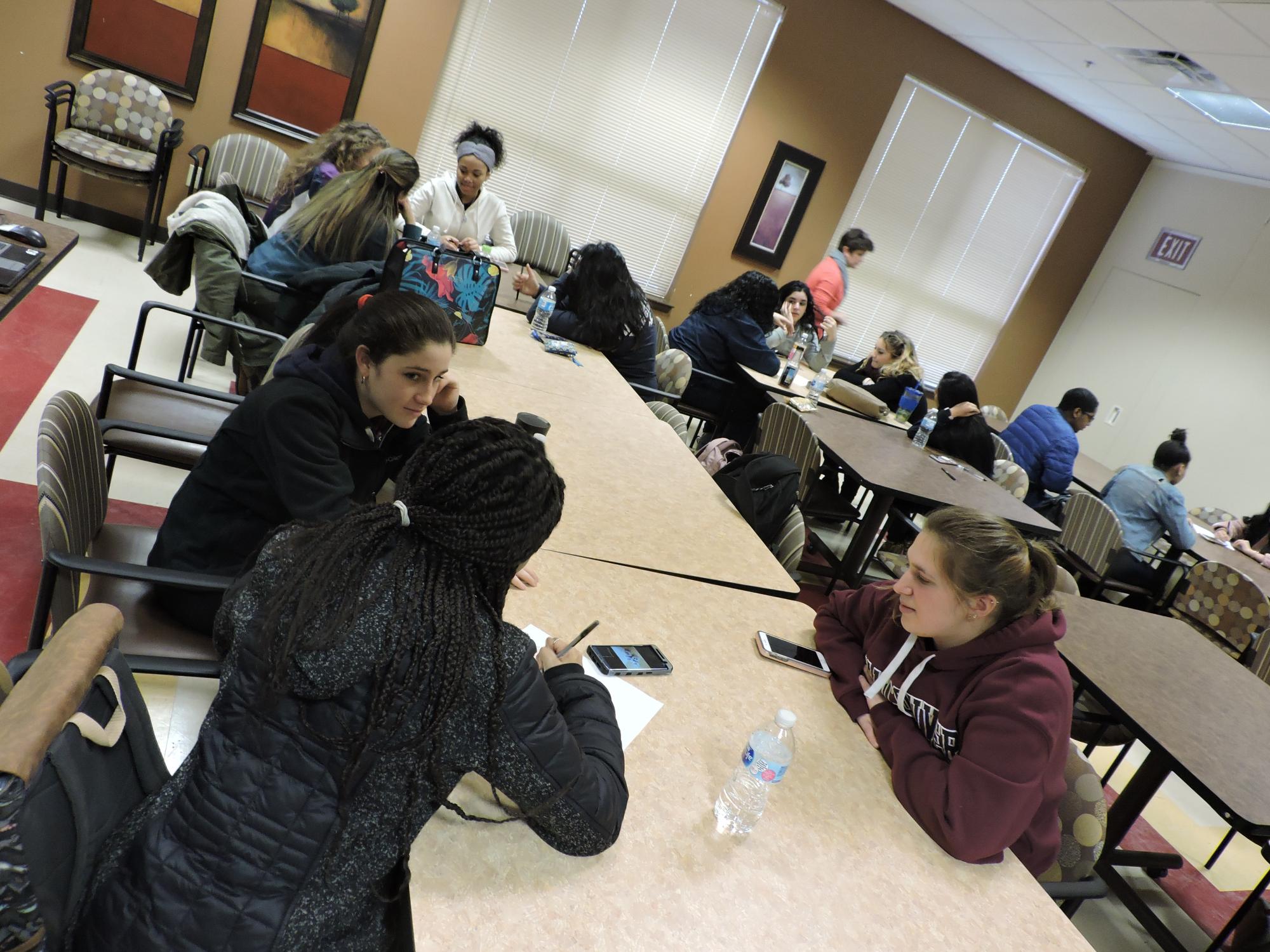students working in groups
