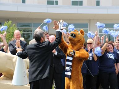 Penn State Health celebrating with Nittany Lion