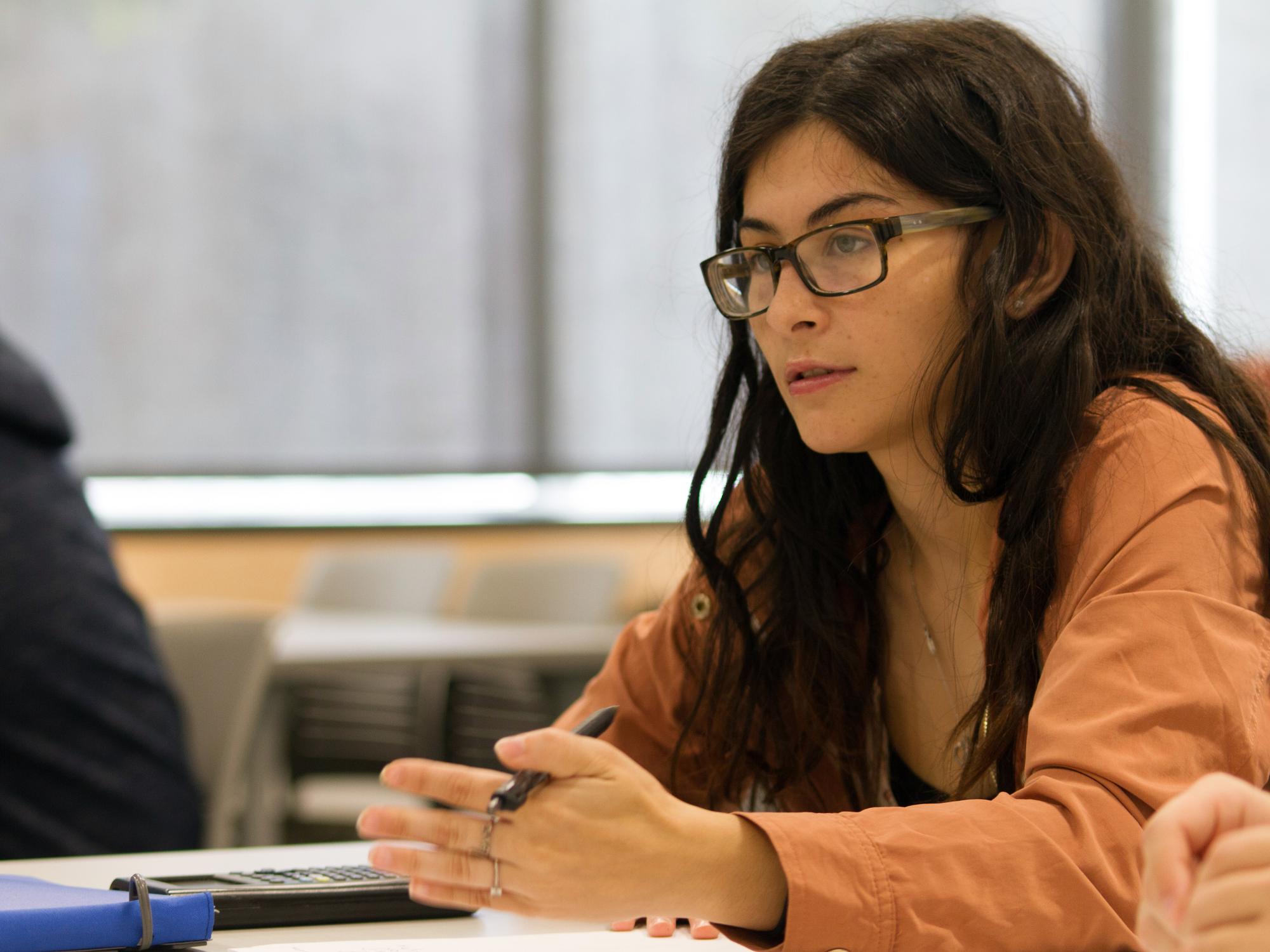 Cassandra Kelly in class
