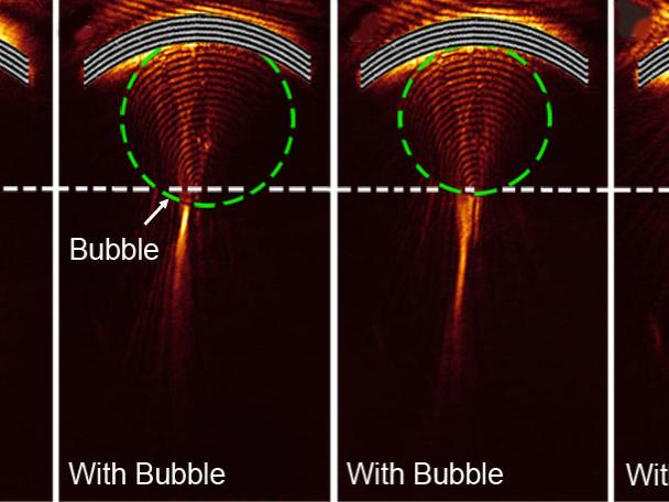 refraction pattern of three different bubbles