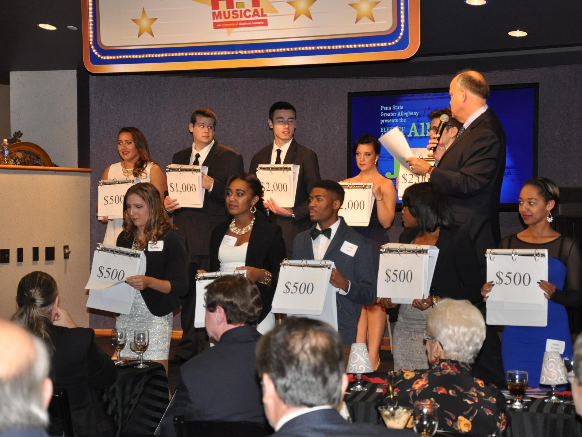 students on stage