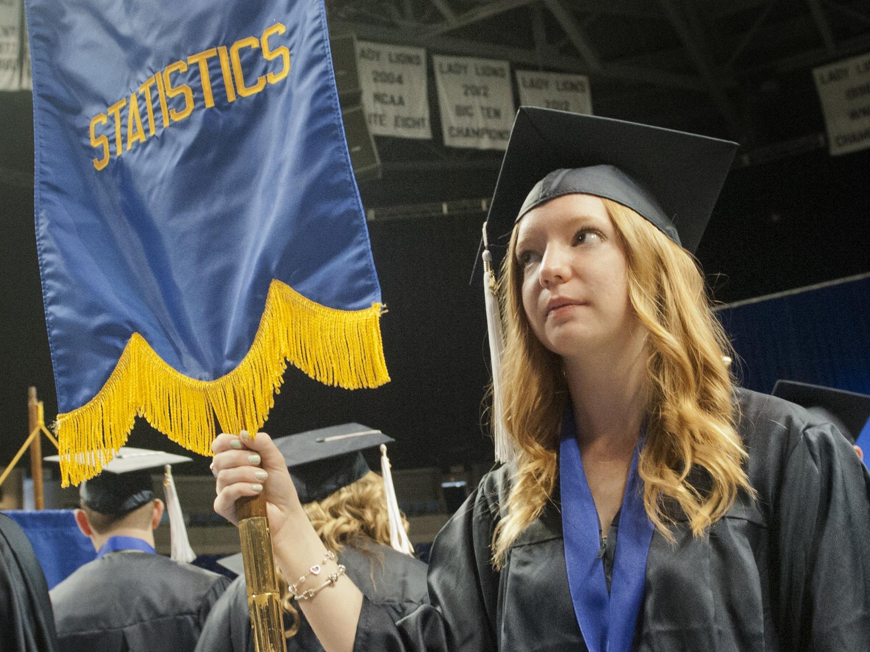 Student marshall at Penn State graduation