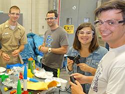 Students building 3D printed rockets
