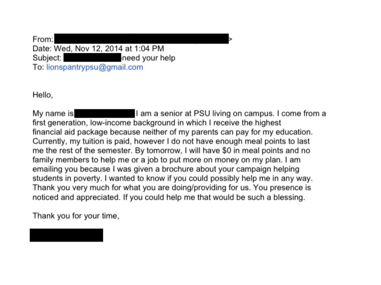 email from student in need