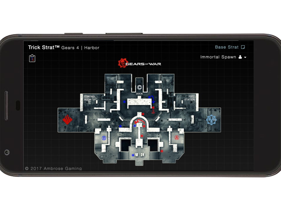 A screenshot of an in-game map in the Trick Strat esports drawing app
