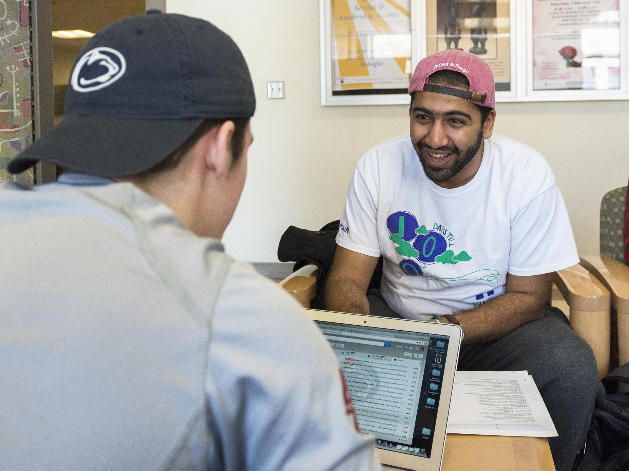 Students meet at THON offices to iron out final planning details.
