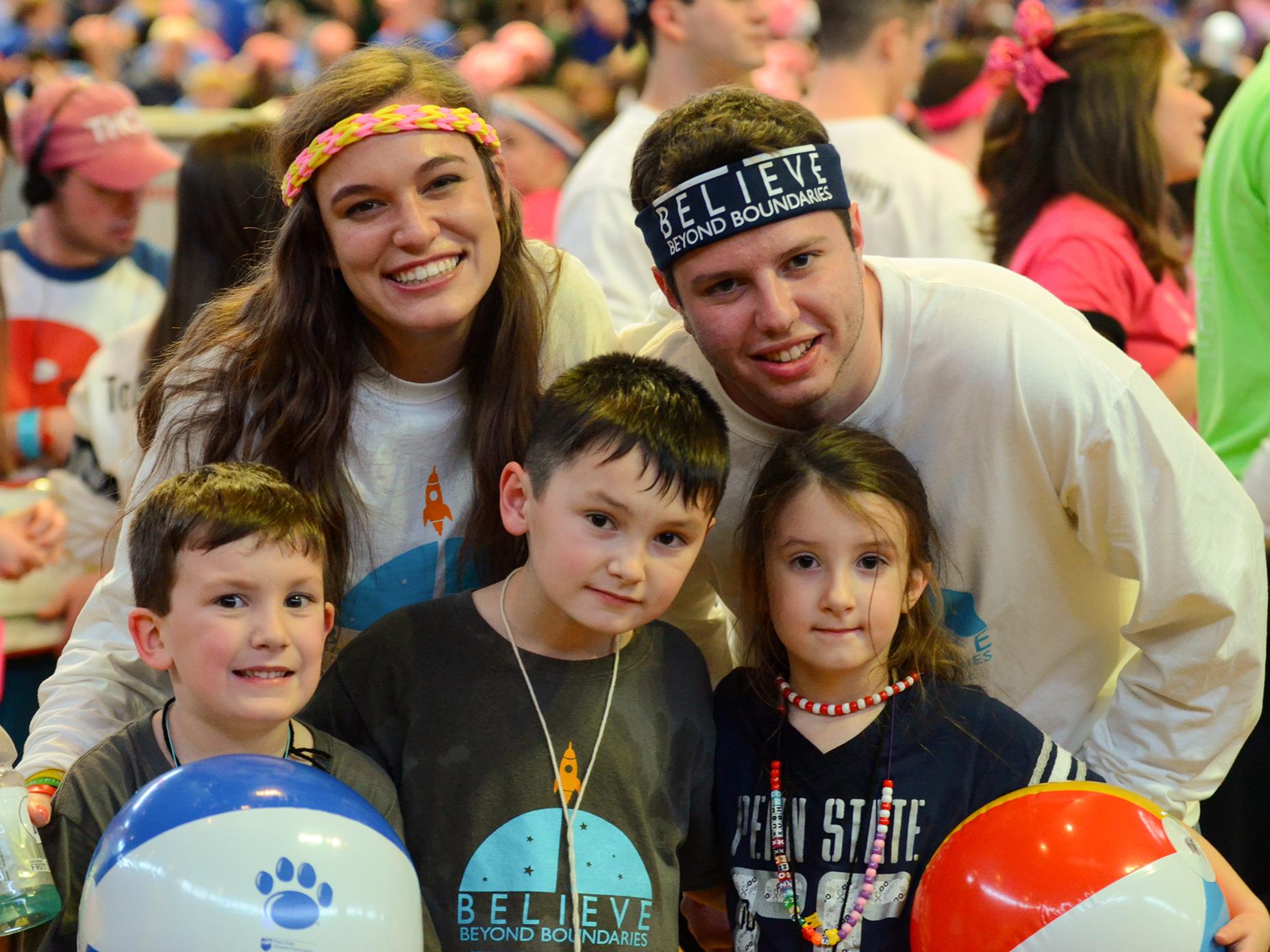 Group of student dancers and children at THON 2016