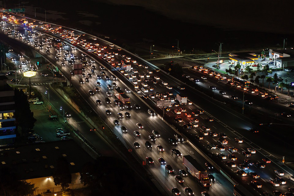 An aerial photo of traffic 