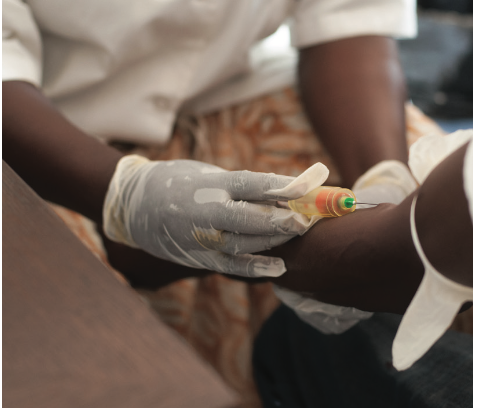 a child gets a measles shot in Niger