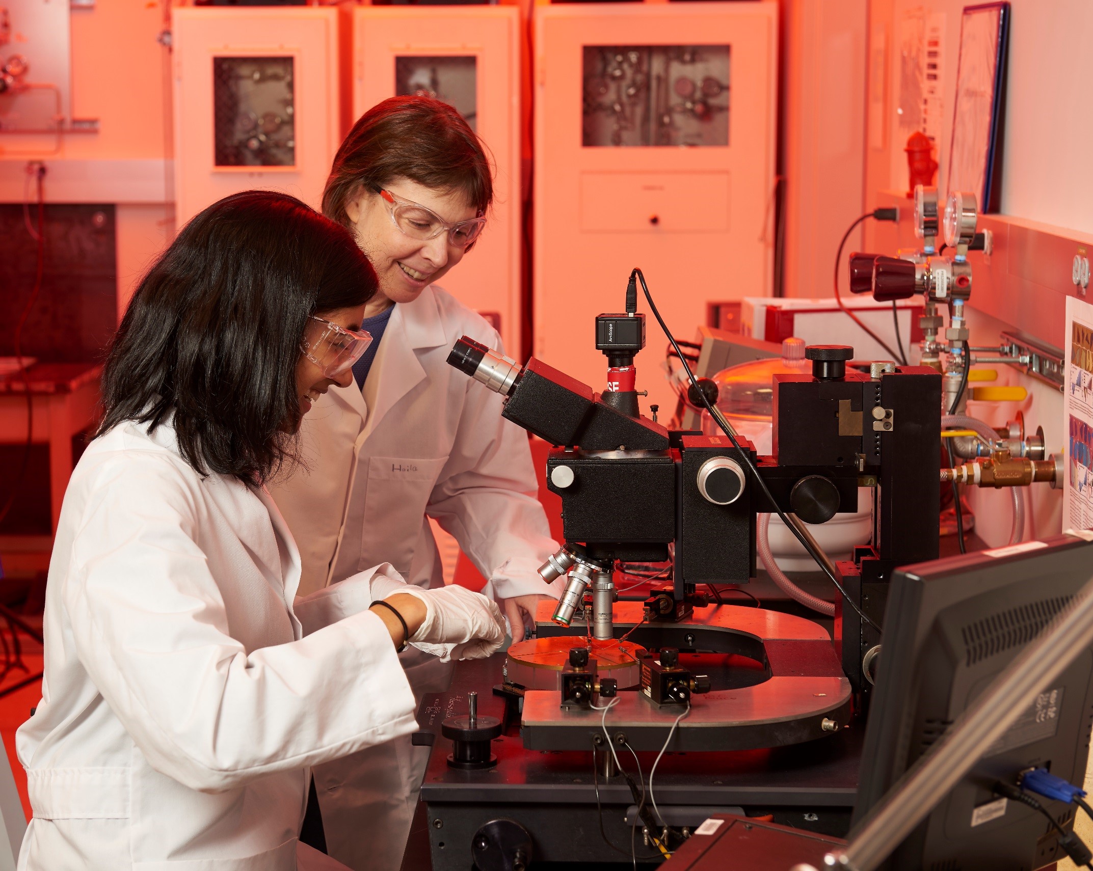 student works in research lab